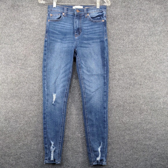 Regeneration by Celebrity Pink Women's Jeans Blue 3/26 Distressed Skinny Denim - Picture 2 of 12